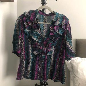 Nine West Multicolored Ruffled Blouse